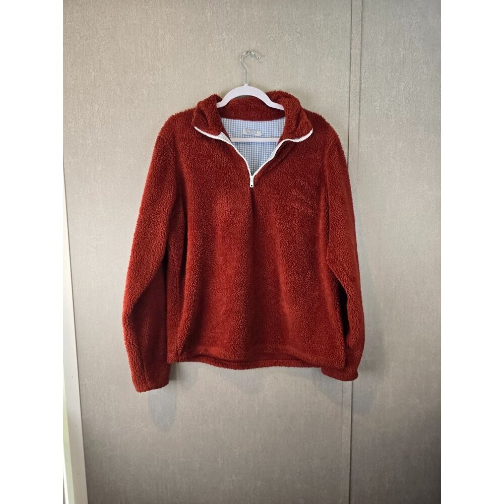 Fraternity Collection Jacket Women's M Red Sherpa Half Zip Cozy Fall Pullover